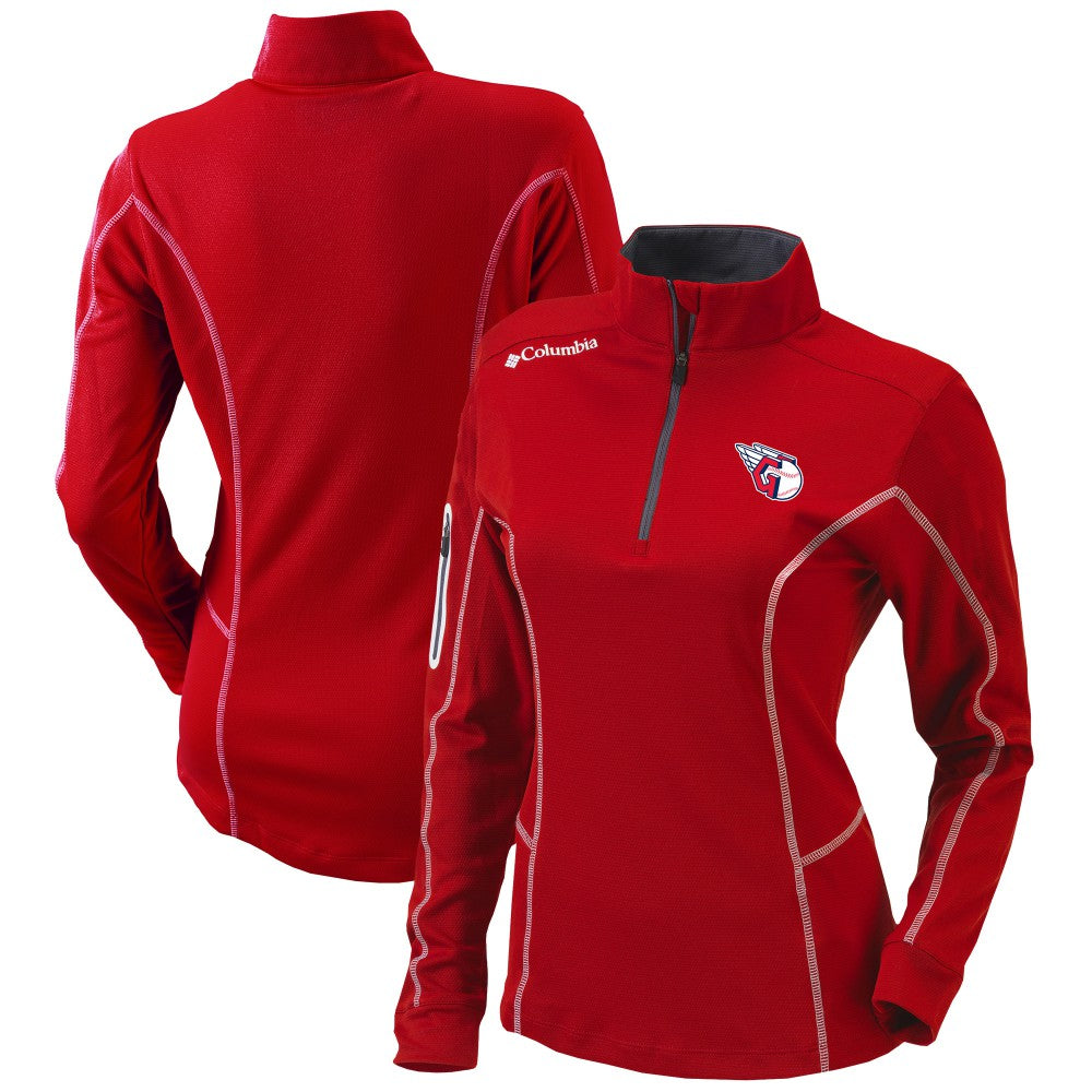 Cleveland Guardians Columbia Women's Omni-Wick Shotgun Quarter-Zip Pullover Top - Red - Columbia Discount