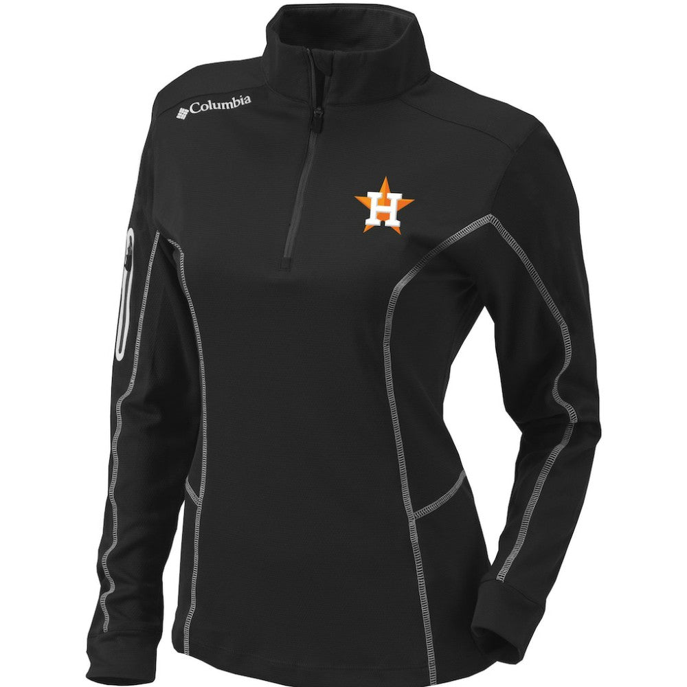 Houston Astros Columbia Women's Omni-Wick Shotgun Quarter-Zip Pullover Top - Black - Columbia on Sale
