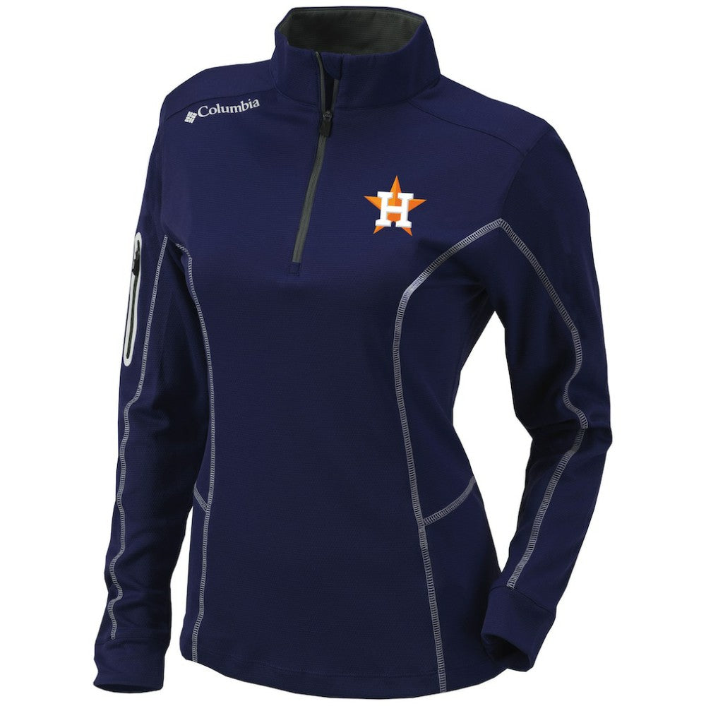 Houston Astros Columbia Women's Omni-Wick Shotgun Quarter-Zip Pullover Top - Navy - Columbia Discount