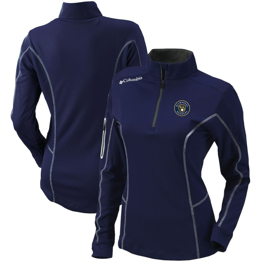 Milwaukee Brewers Columbia Women's Omni-Wick Shotgun Quarter-Zip Pullover Top - Navy - Columbia Lifestyle