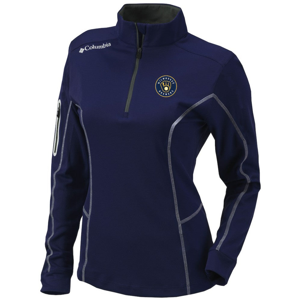 Milwaukee Brewers Columbia Women's Omni-Wick Shotgun Quarter-Zip Pullover Top - Navy - Columbia Lifestyle