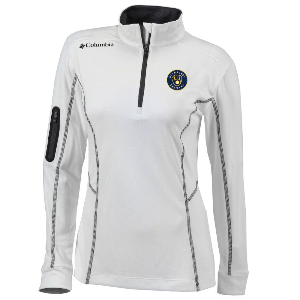 Milwaukee Brewers Columbia Women's Omni-Wick Shotgun Quarter-Zip Pullover Top - White - Columbia on Sale