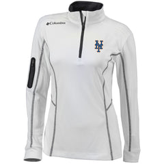 New York Mets Columbia Women's Omni-Wick Shotgun Quarter-Zip Pullover Top - White - Columbia on Sale