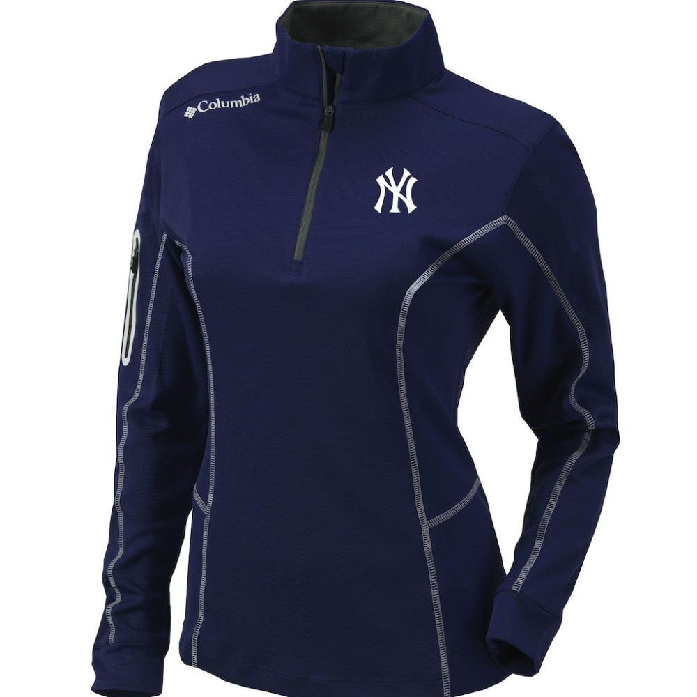 New York Yankees Columbia Women's Omni-Wick Shotgun Quarter-Zip Pullover Top - Navy - Columbia Discount