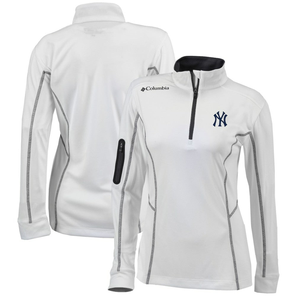 New York Yankees Columbia Women's Omni-Wick Shotgun Quarter-Zip Pullover Top - White - Columbia Discount