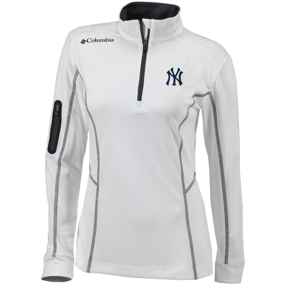 New York Yankees Columbia Women's Omni-Wick Shotgun Quarter-Zip Pullover Top - White - Columbia Discount