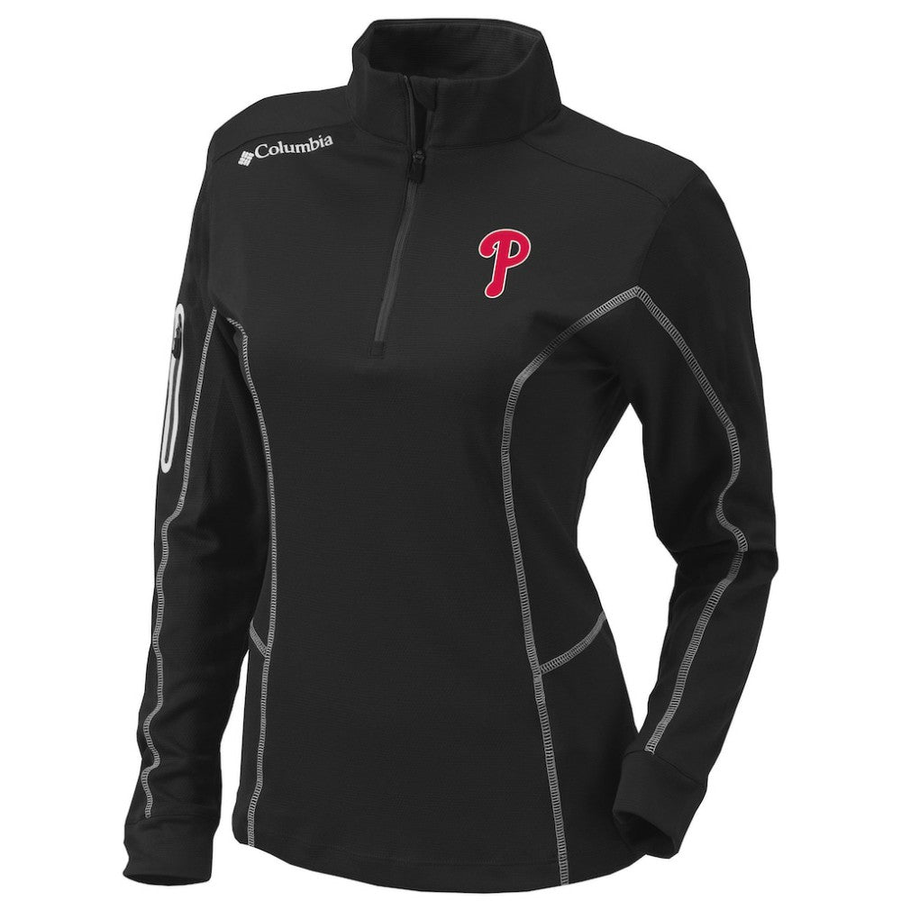 Philadelphia Phillies Columbia Women's Omni-Wick Shotgun Quarter-Zip Pullover Top - Black - Columbia Sale