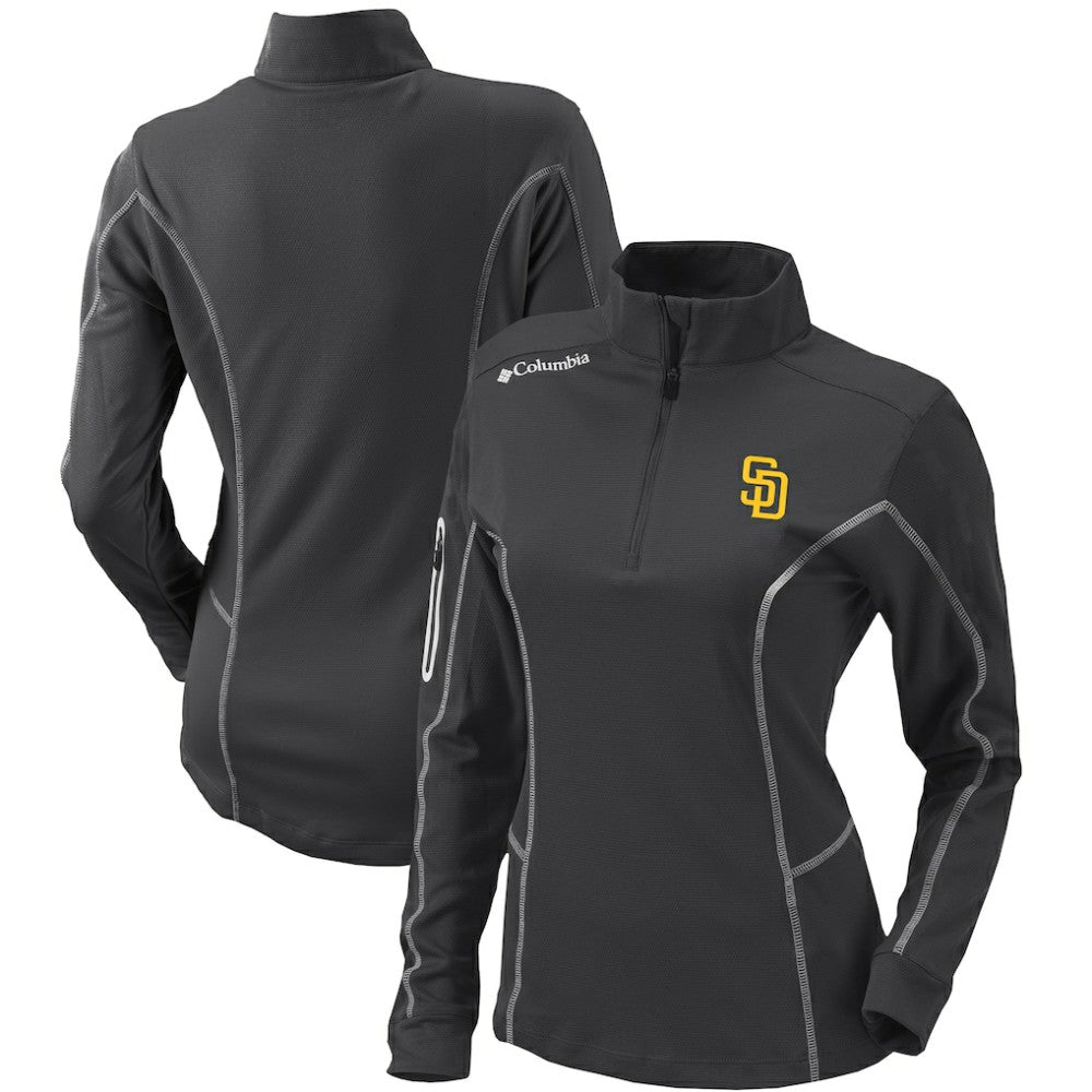 San Diego Padres Columbia Women's Omni-Wick Shotgun Quarter-Zip Pullover Top - Charcoal - Columbia Discount
