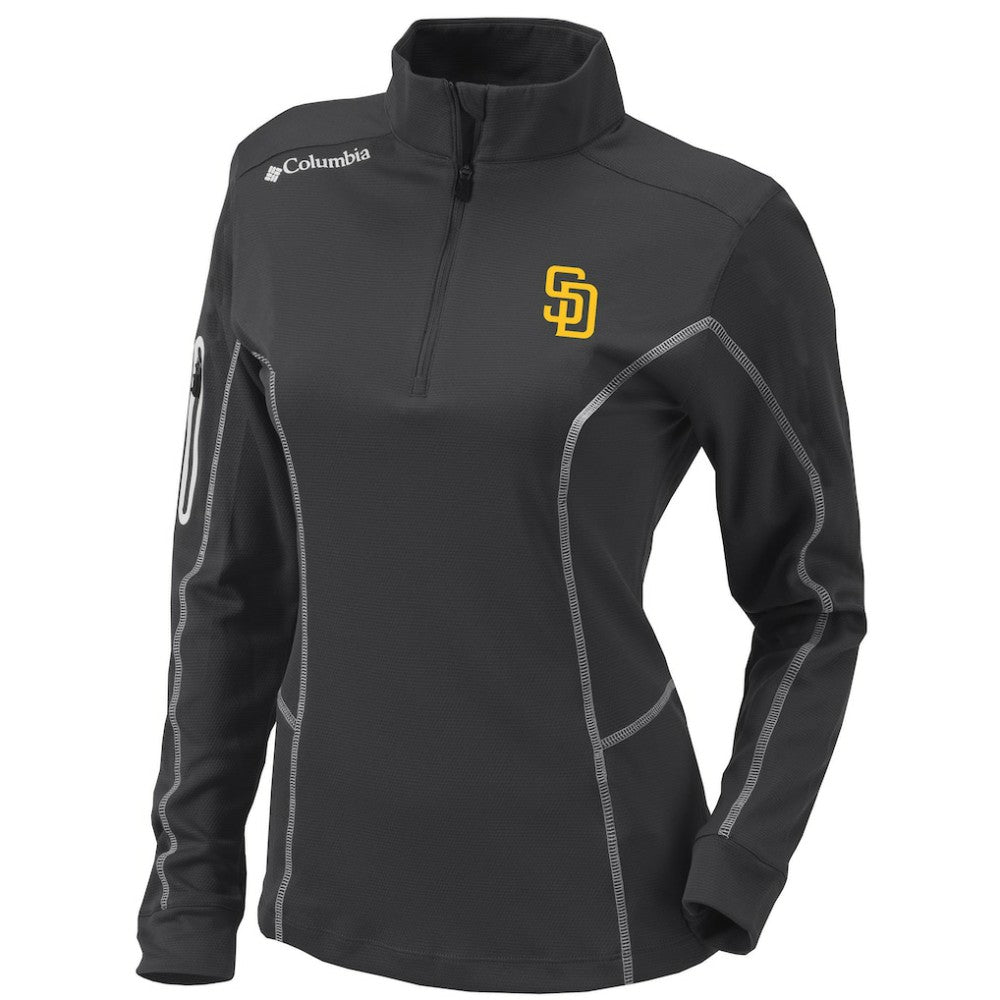 San Diego Padres Columbia Women's Omni-Wick Shotgun Quarter-Zip Pullover Top - Charcoal - Columbia Discount