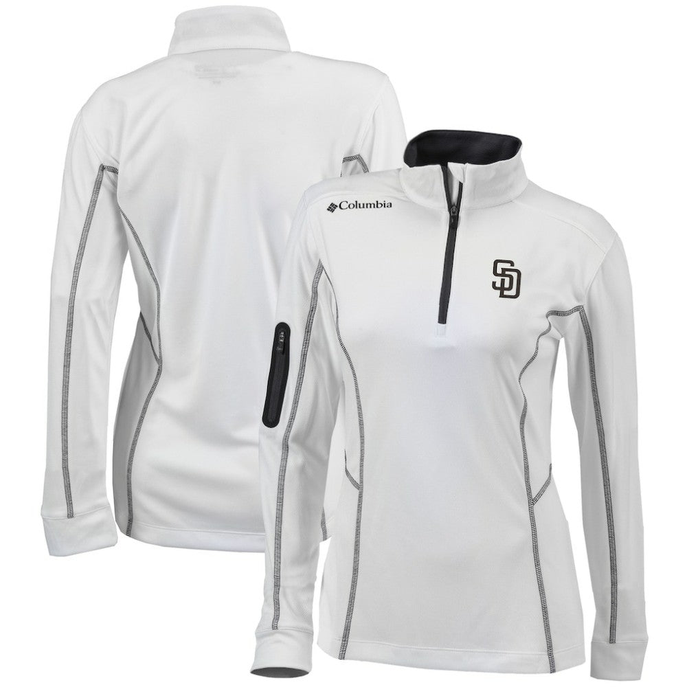 San Diego Padres Columbia Women's Omni-Wick Shotgun Quarter-Zip Pullover Top - White - Columbia Online