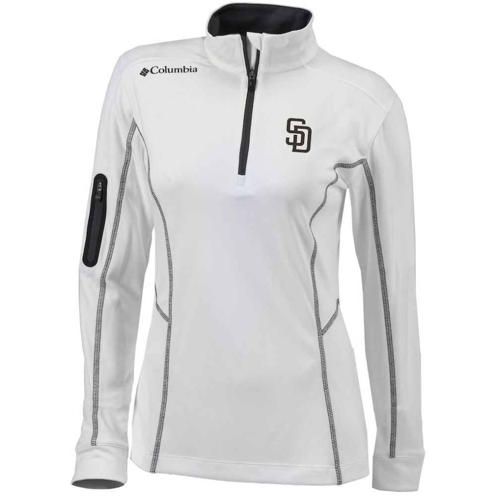 San Diego Padres Columbia Women's Omni-Wick Shotgun Quarter-Zip Pullover Top - White - Columbia Online