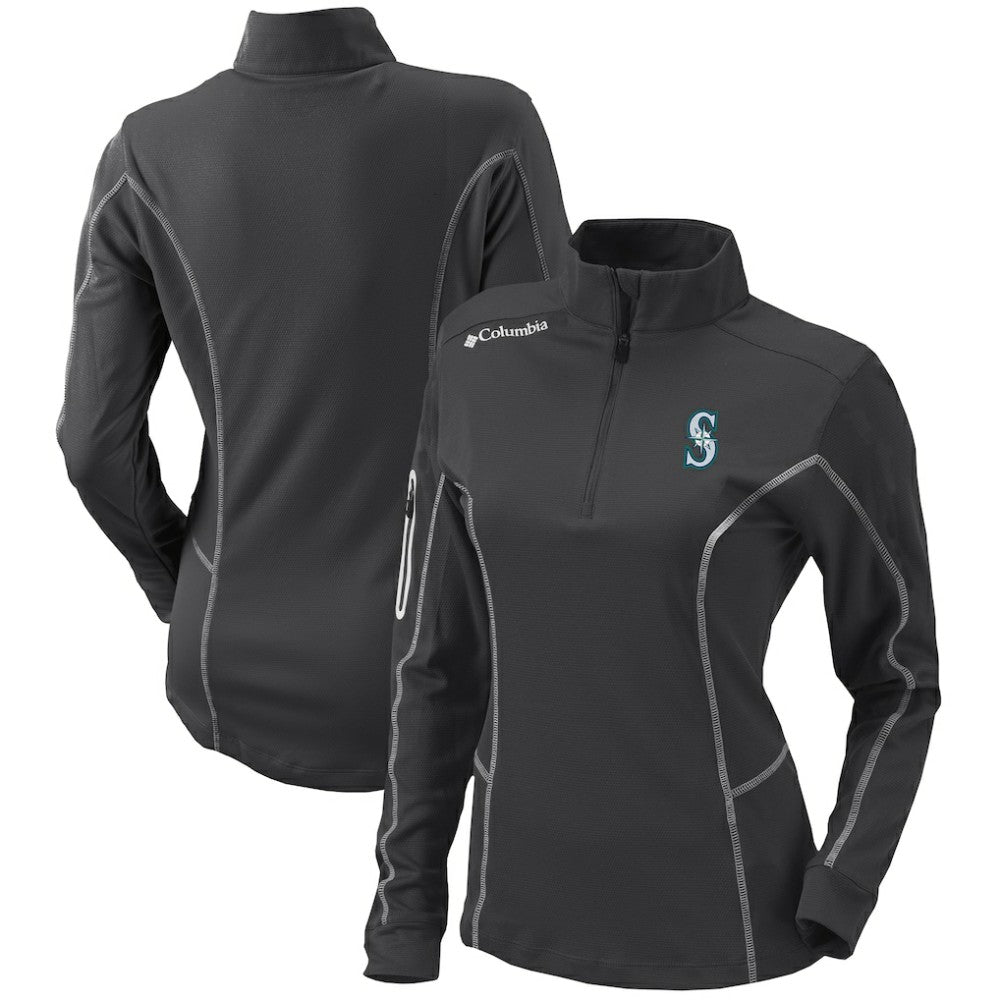 Seattle Mariners Columbia Women's Omni-Wick Shotgun Quarter-Zip Pullover Top - Charcoal - Columbia Sale