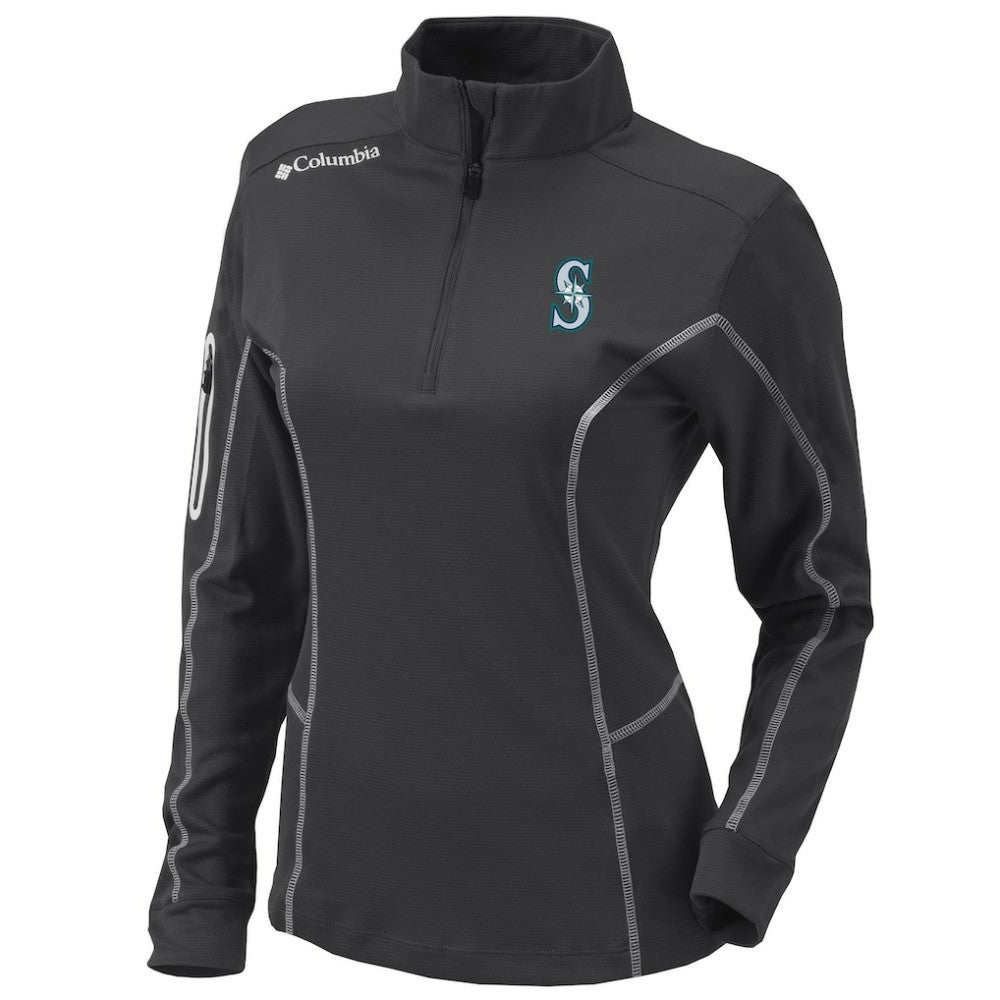 Seattle Mariners Columbia Women's Omni-Wick Shotgun Quarter-Zip Pullover Top - Charcoal - Columbia Sale