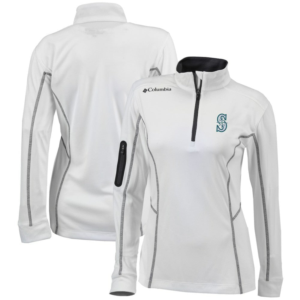 Seattle Mariners Columbia Women's Omni-Wick Shotgun Quarter-Zip Pullover Top - White - Columbia Online