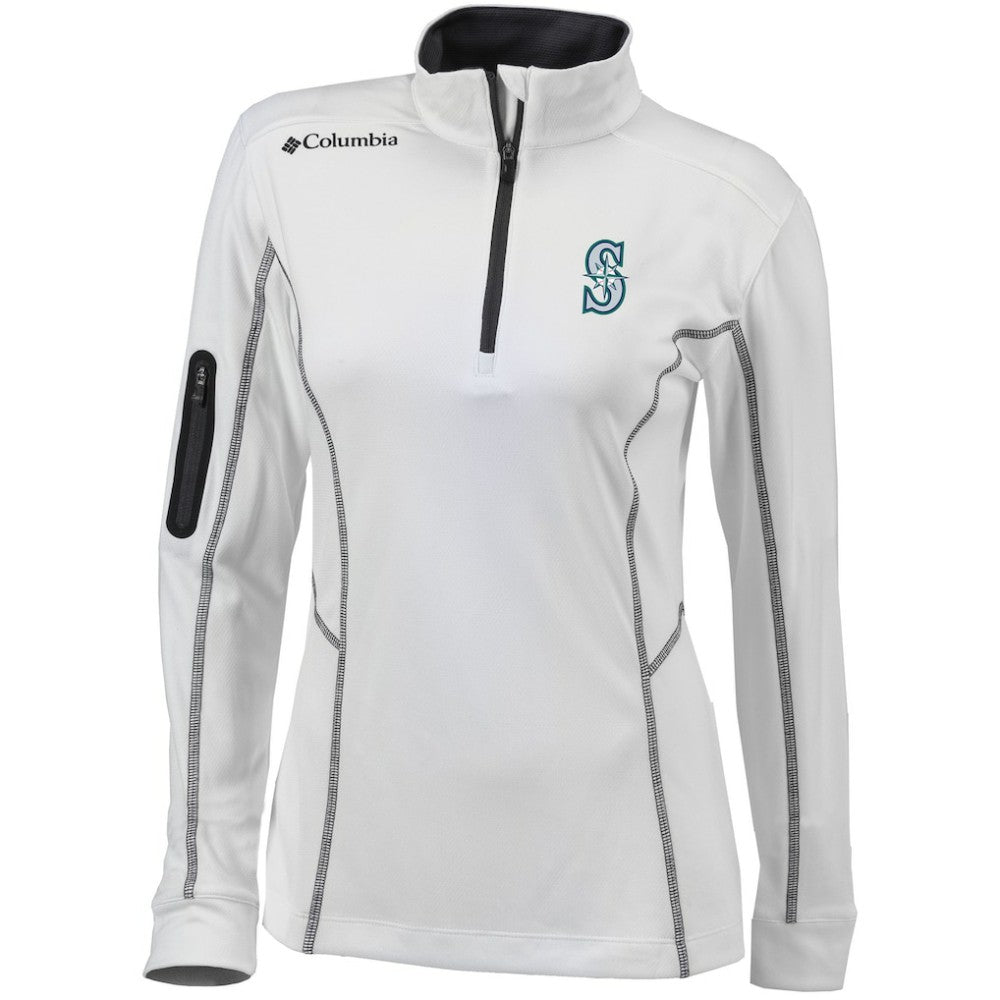 Seattle Mariners Columbia Women's Omni-Wick Shotgun Quarter-Zip Pullover Top - White - Columbia Online