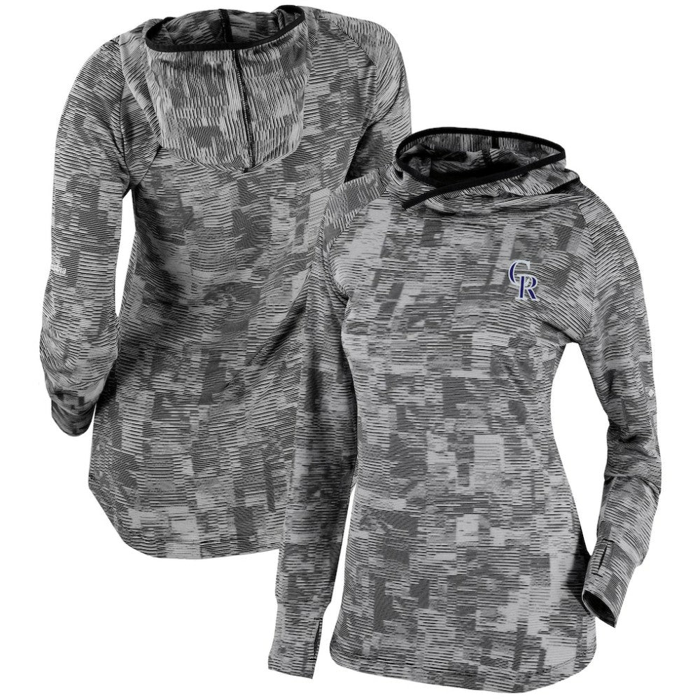 Colorado Rockies Columbia Women's Omni-Wick Sunday Ball Pullover Hoodie - Black - Columbia Sale