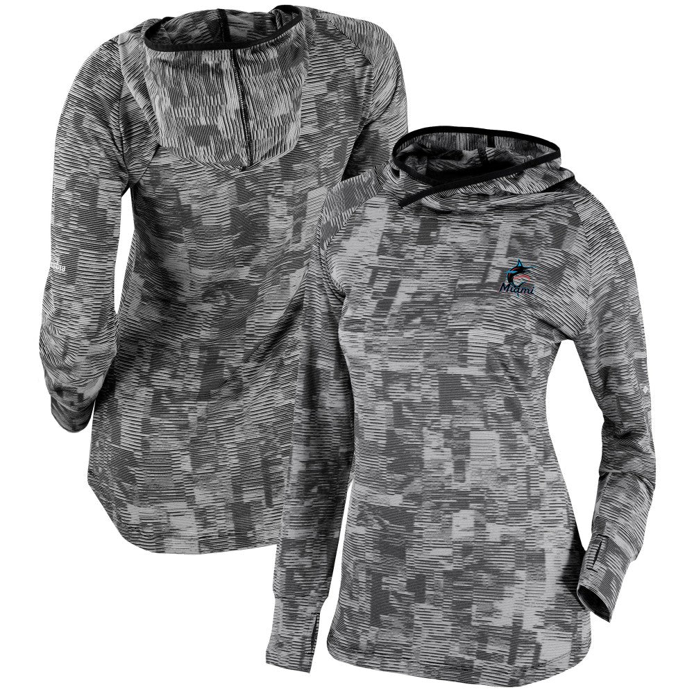 Miami Marlins Columbia Women's Omni-Wick Sunday Ball Pullover Hoodie - Black - Columbia Lifestyle