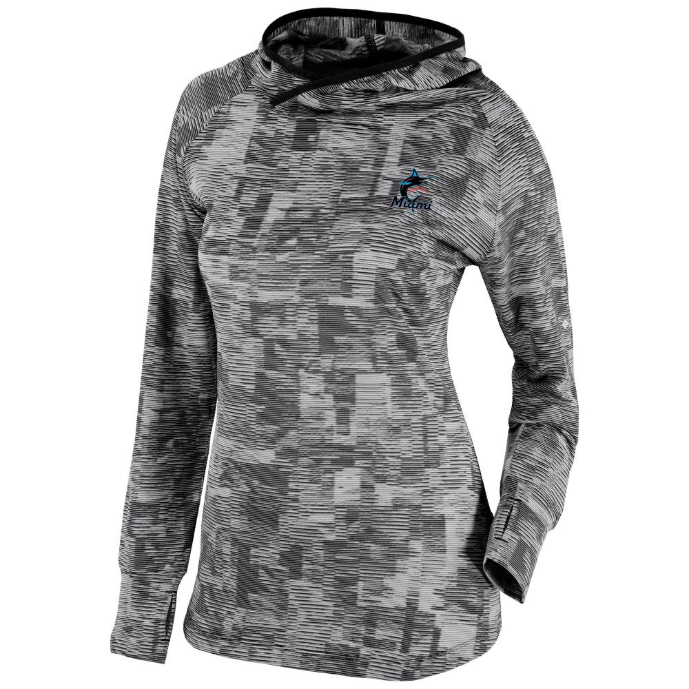 Miami Marlins Columbia Women's Omni-Wick Sunday Ball Pullover Hoodie - Black - Columbia Lifestyle