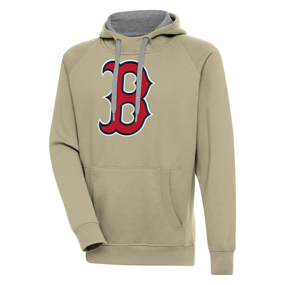 Boston Red Sox Antigua Victory Pullover Hoodie - Khaki - MLB Lifestyle