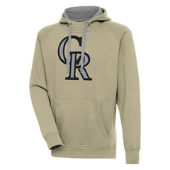 Colorado Rockies Antigua Victory Pullover Hoodie - Khaki - MLB Discount