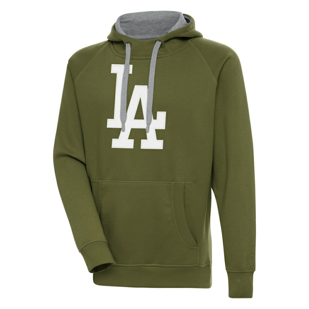 Los Angeles Dodgers Antigua Victory Pullover Hoodie - Olive - MLB Discount