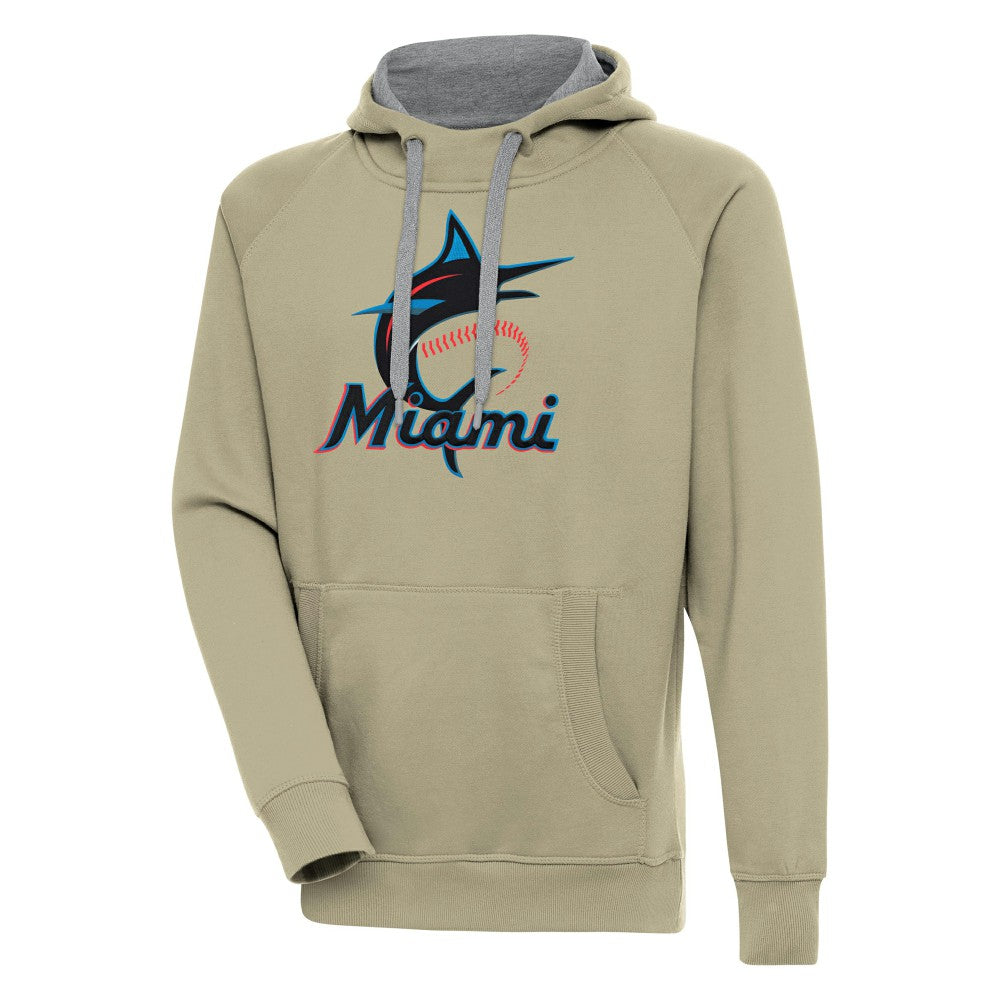 Miami Marlins Antigua Victory Pullover Hoodie - Khaki - MLB on Sale
