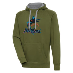 Miami Marlins Antigua Victory Pullover Hoodie - Olive - MLB Sale