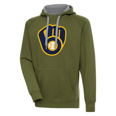 Milwaukee Brewers Antigua Victory Pullover Hoodie - Olive - MLB on Sale