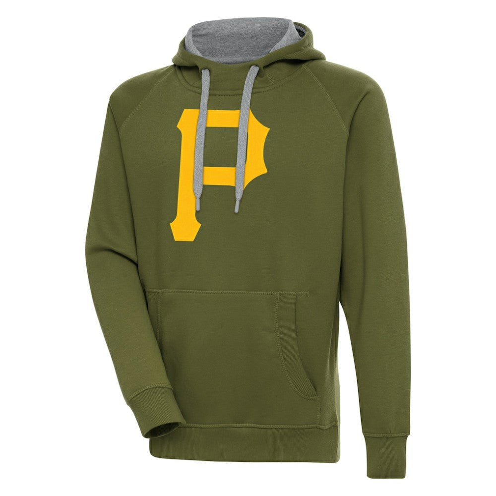 Pittsburgh Pirates Antigua Victory Pullover Hoodie - Olive - MLB Discount