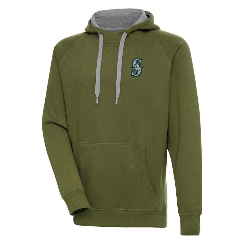 Seattle Mariners Antigua Victory Pullover Hoodie - Olive - MLB on Sale