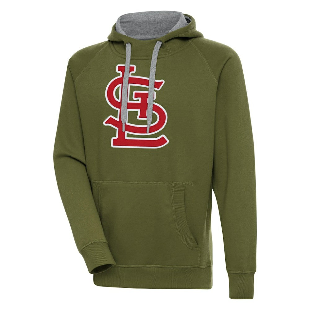 St. Louis Cardinals Antigua Victory Pullover Hoodie - Olive - MLB Lifestyle