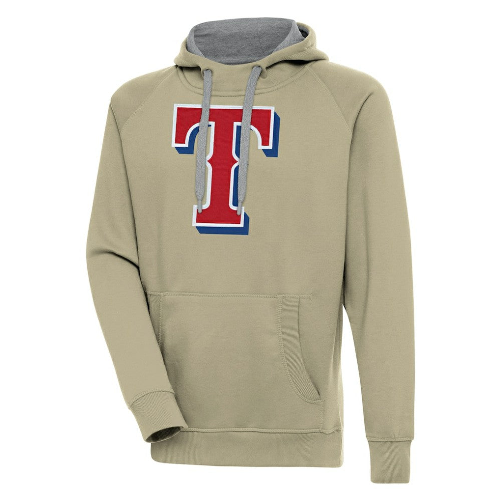 Texas Rangers Antigua Victory Pullover Hoodie - Khaki - MLB Sale