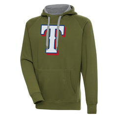 Texas Rangers Antigua Victory Pullover Hoodie - Olive - MLB Sale