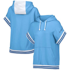 Los Angeles Dodgers Lusso Women's Mabel Tri-Blend Short Sleeve Pullover Hoodie - Light Blue - MLB Lifestyle