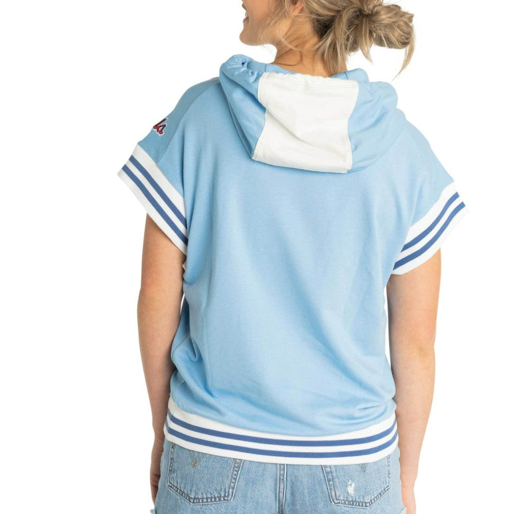 St. Louis Cardinals Lusso Women's Mabel Tri-Blend Short Sleeve Pullover Hoodie - Light Blue - MLB Discount