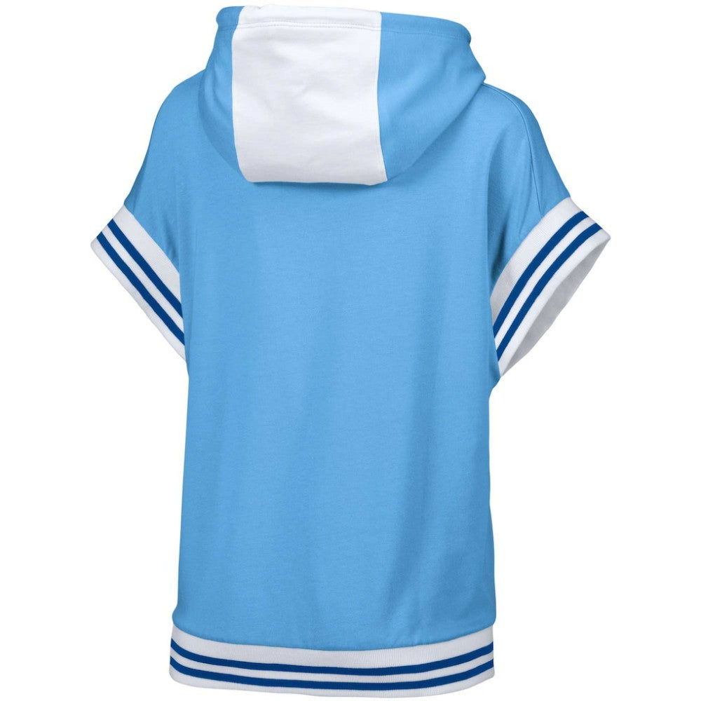 New York Yankees Lusso Women's Mabel Tri-Blend Short Sleeve Pullover Hoodie - Light Blue - MLB on Sale