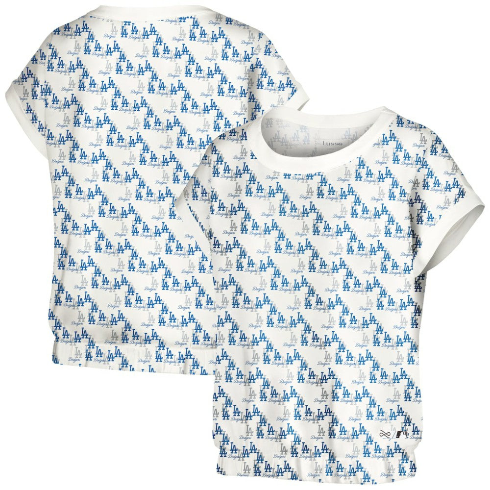 Los Angeles Dodgers Lusso Women's Madge Dolman Tri-Blend T-Shirt - White - MLB Sale