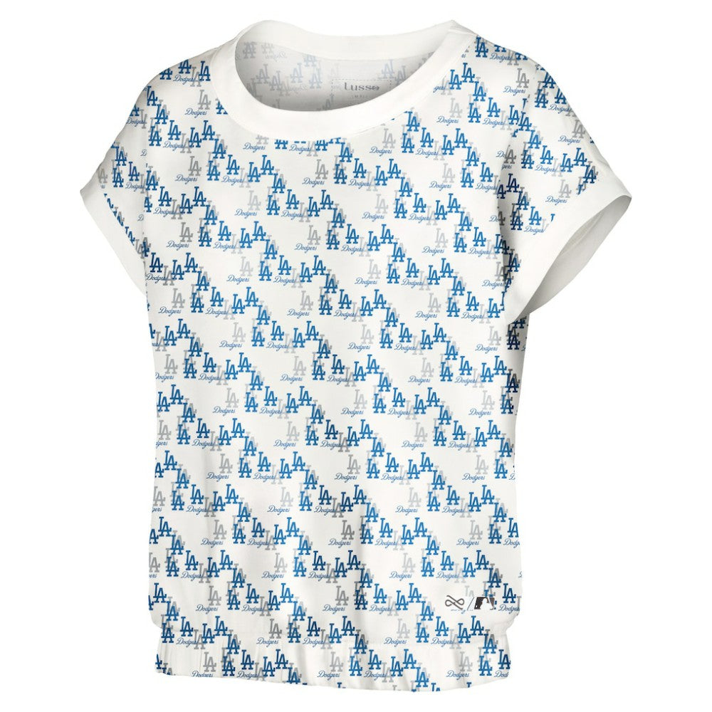 Los Angeles Dodgers Lusso Women's Madge Dolman Tri-Blend T-Shirt - White - MLB Sale