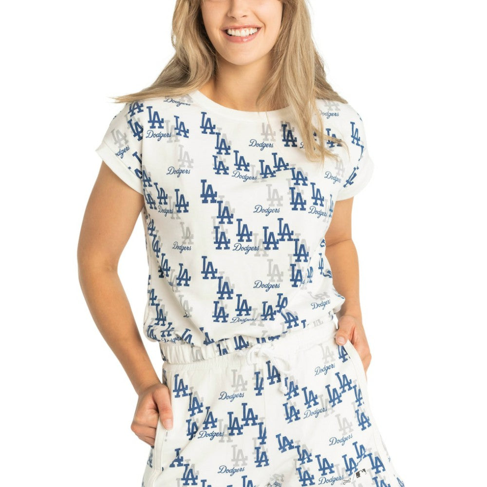 Los Angeles Dodgers Lusso Women's Madge Dolman Tri-Blend T-Shirt - White - MLB Sale