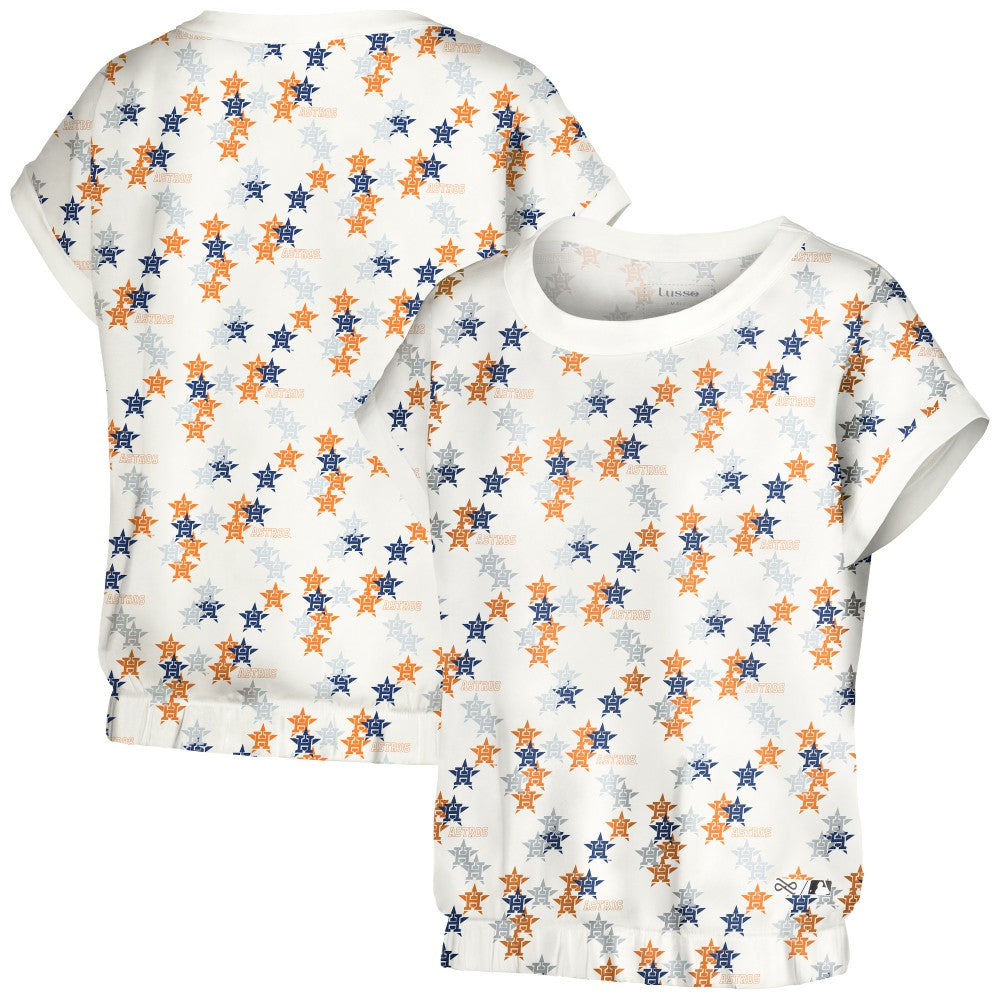 Houston Astros Lusso Women's Madge Dolman Tri-Blend T-Shirt - White - MLB Lifestyle