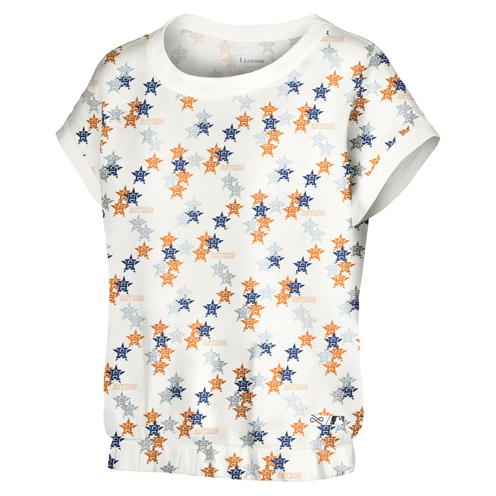 Houston Astros Lusso Women's Madge Dolman Tri-Blend T-Shirt - White - MLB Lifestyle