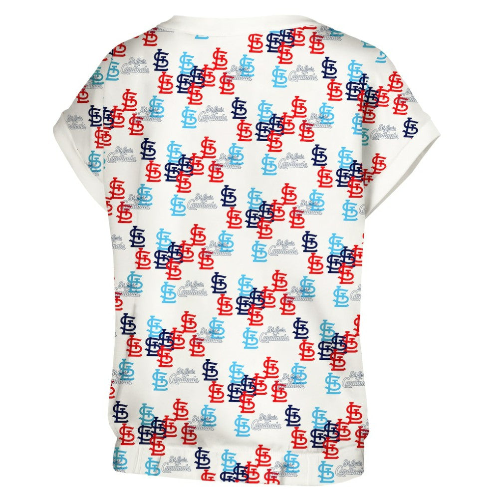 St. Louis Cardinals Lusso Women's Madge Dolman Tri-Blend T-Shirt - White - MLB Lifestyle