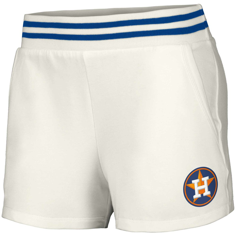 Houston Astros Lusso Women's Maeg Tri-Blend Pocket Shorts - White - MLB on Sale