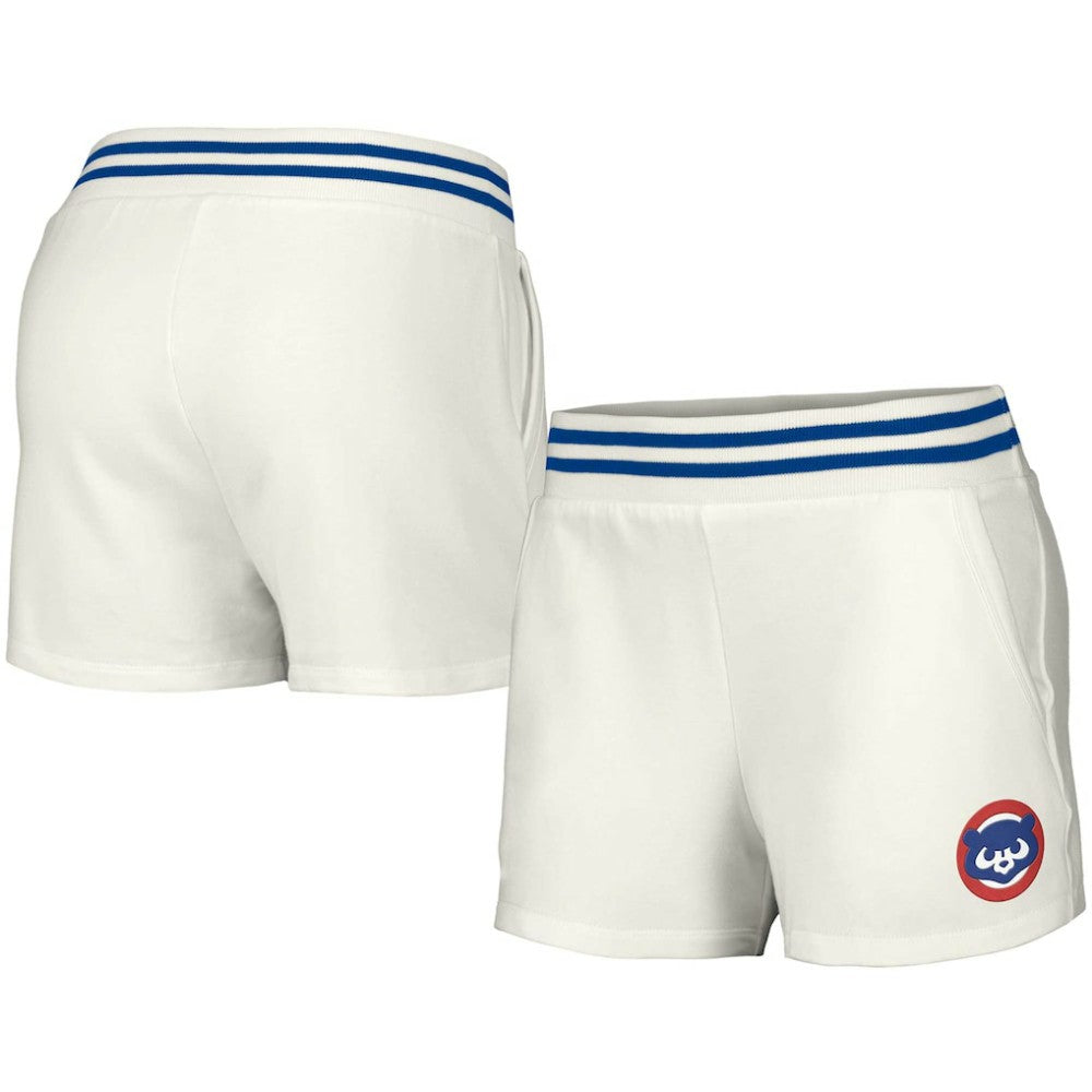 Chicago Cubs Lusso Women's Maeg Tri-Blend Pocket Shorts - White - MLB Discount