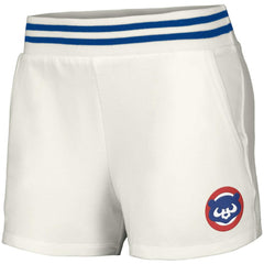 Chicago Cubs Lusso Women's Maeg Tri-Blend Pocket Shorts - White - MLB Discount