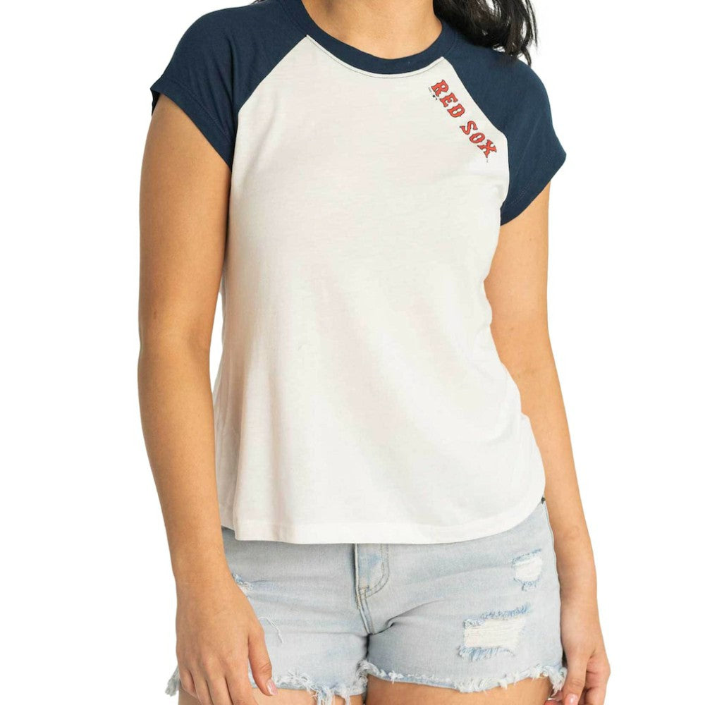 Boston Red Sox Lusso Women's Nikki Raglan T-Shirt - White - MLB Online