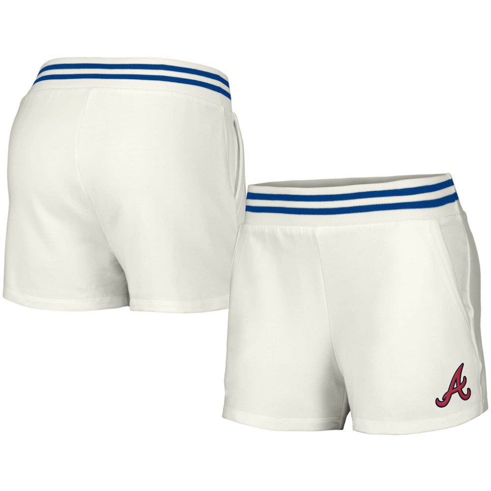 Atlanta Braves Lusso Women's Maeg Tri-Blend Pocket Shorts - White - MLB on Sale