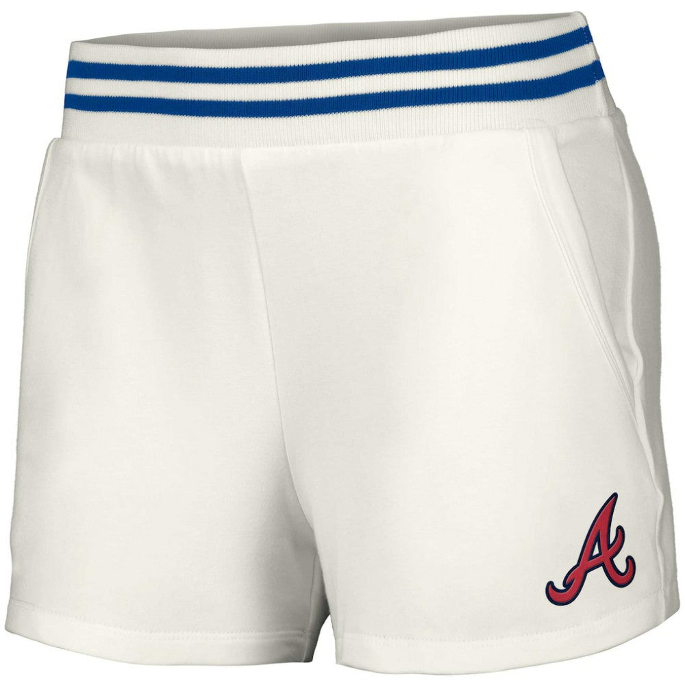 Atlanta Braves Lusso Women's Maeg Tri-Blend Pocket Shorts - White - MLB on Sale