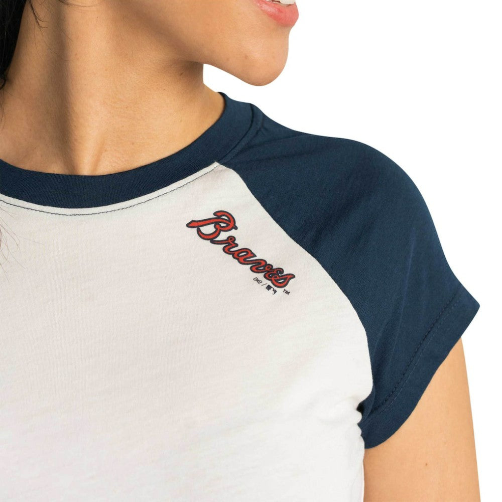 Atlanta Braves Lusso Women's Nikki Raglan T-Shirt - White - MLB Sale