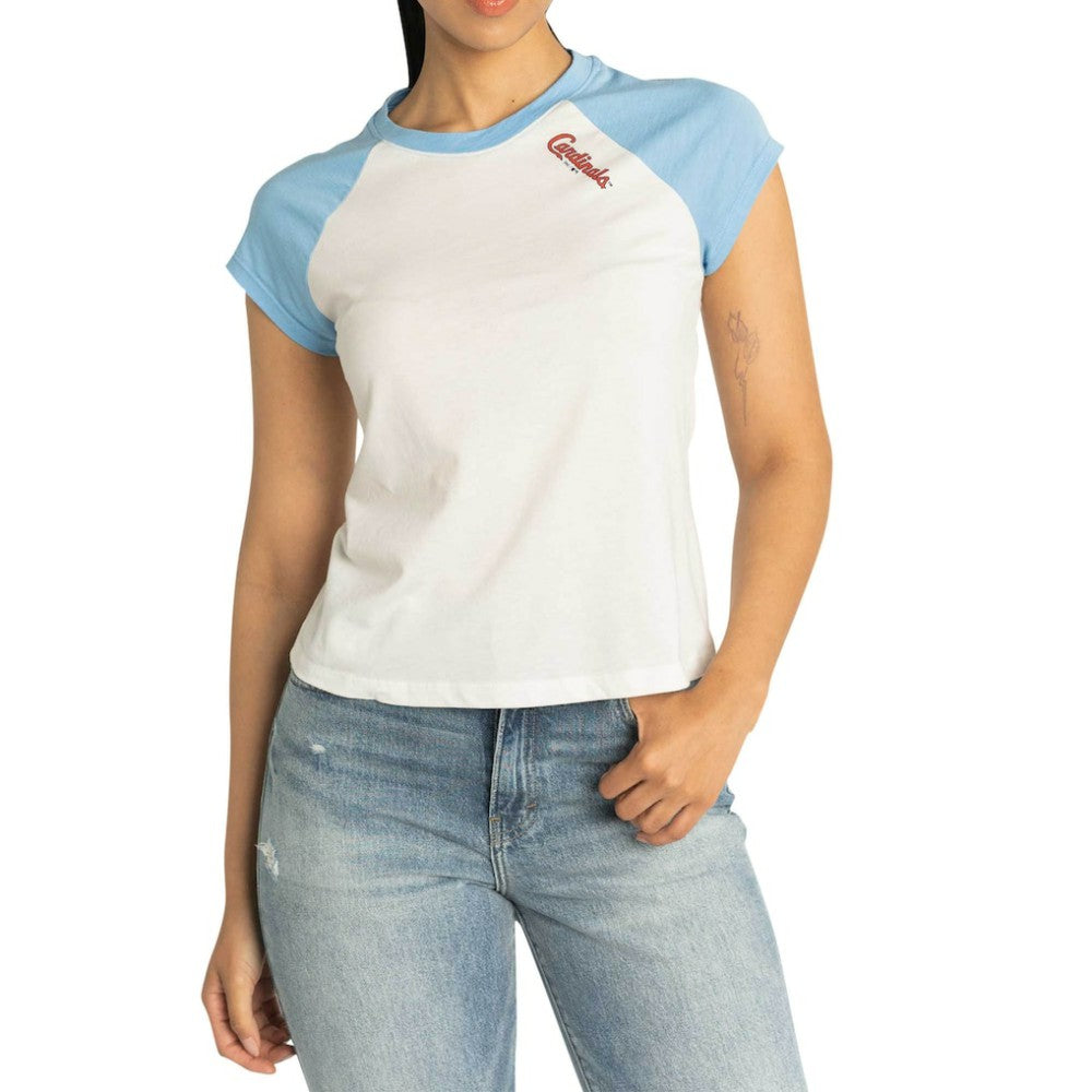 St. Louis Cardinals Lusso Women's Nikki Raglan T-Shirt - White - MLB on Sale